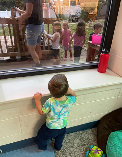 watching the activity outside