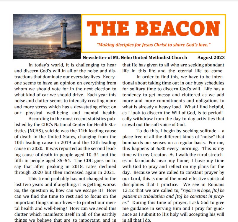August Issue of The Beacon newsletter
