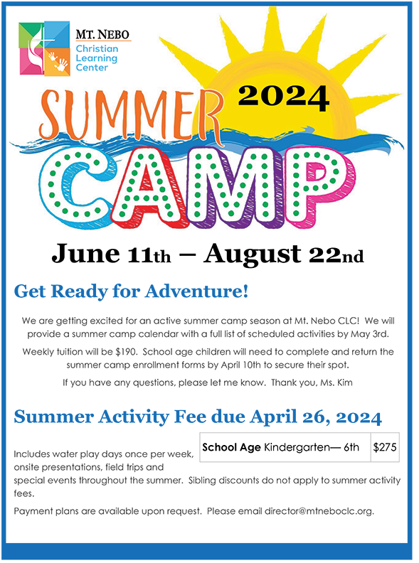 Summer Camp flyer for School Age