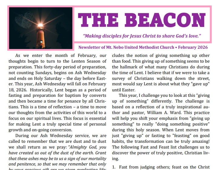 February Issue of The Beacon newsletter